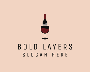 Red Wine Bottle Glass logo design