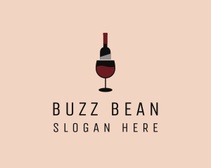 Red Wine Bottle Glass logo design