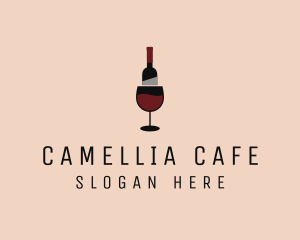 Red Wine Bottle Glass logo design