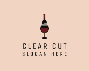 Red Wine Bottle Glass logo design