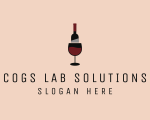 Red Wine Bottle Glass logo design