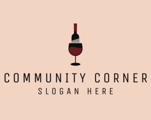 Red Wine Bottle Glass logo design