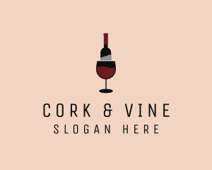 Red Wine Bottle Glass logo design