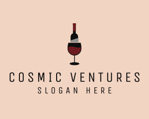 Red Wine Bottle Glass logo design