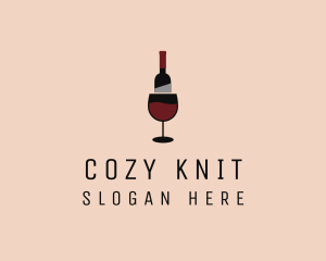 Red Wine Bottle Glass logo design