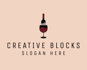 Red Wine Bottle Glass logo design