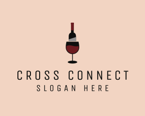 Red Wine Bottle Glass logo design