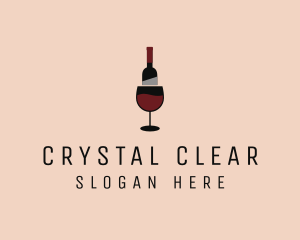 Red Wine Bottle Glass logo design