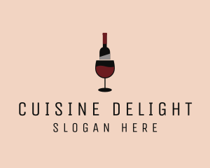 Red Wine Bottle Glass logo design