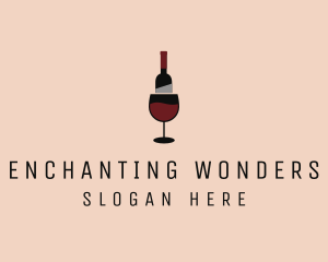 Red Wine Bottle Glass logo design