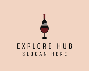 Red Wine Bottle Glass logo design