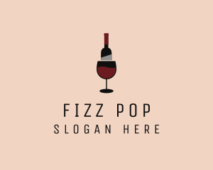 Red Wine Bottle Glass logo design