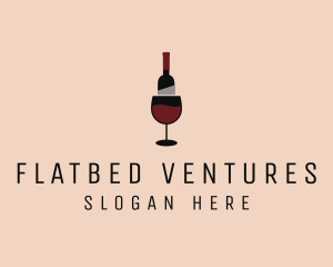 Red Wine Bottle Glass logo design