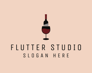 Red Wine Bottle Glass logo design