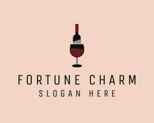 Red Wine Bottle Glass logo design