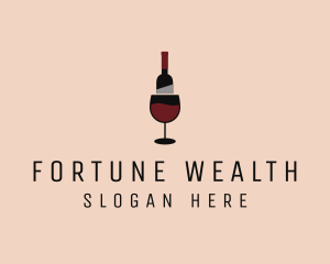 Red Wine Bottle Glass logo design