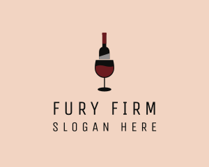 Red Wine Bottle Glass logo design