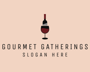 Red Wine Bottle Glass logo design