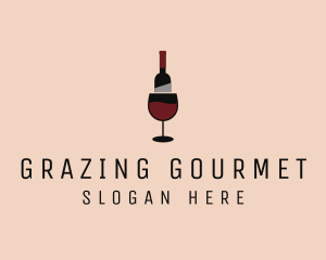 Red Wine Bottle Glass logo design