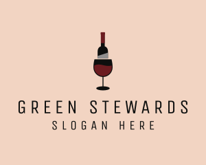 Red Wine Bottle Glass logo design