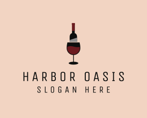 Red Wine Bottle Glass logo design