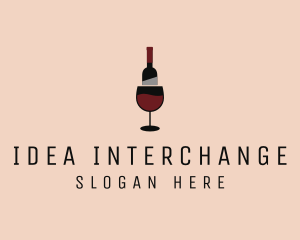 Red Wine Bottle Glass logo design