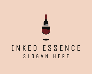 Red Wine Bottle Glass logo design