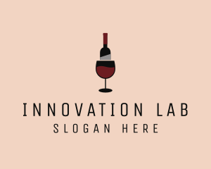 Red Wine Bottle Glass logo design