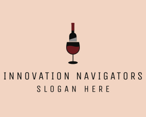 Red Wine Bottle Glass logo design