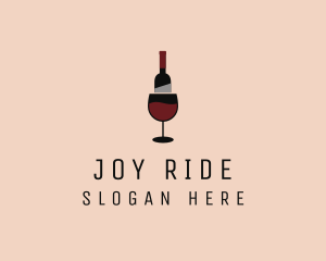 Red Wine Bottle Glass logo design