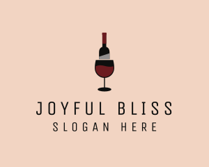 Red Wine Bottle Glass logo design