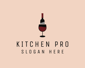 Red Wine Bottle Glass logo design