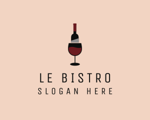 Red Wine Bottle Glass logo design