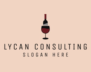 Red Wine Bottle Glass logo design