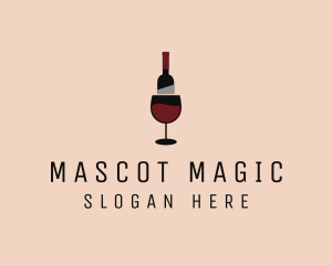 Red Wine Bottle Glass logo design