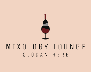 Red Wine Bottle Glass logo design