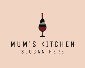 Red Wine Bottle Glass logo design