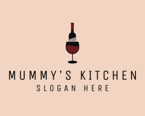 Red Wine Bottle Glass logo design