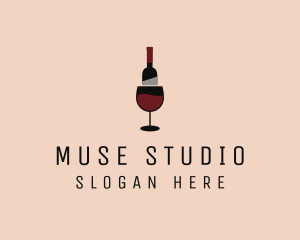 Red Wine Bottle Glass logo design