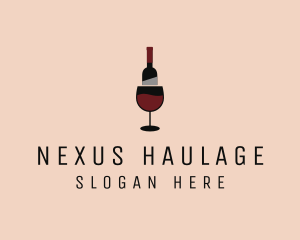 Red Wine Bottle Glass logo design