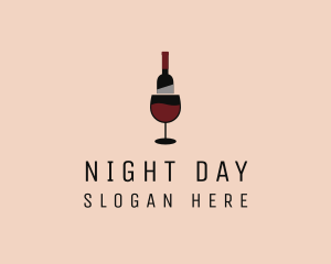 Red Wine Bottle Glass logo design