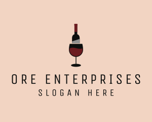 Red Wine Bottle Glass logo design