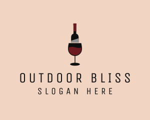 Red Wine Bottle Glass logo design