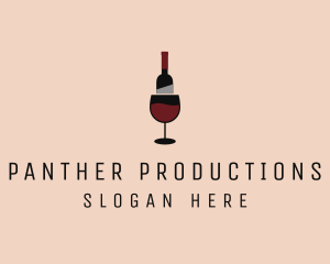 Red Wine Bottle Glass logo design