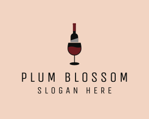 Red Wine Bottle Glass logo design