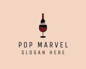 Red Wine Bottle Glass logo design