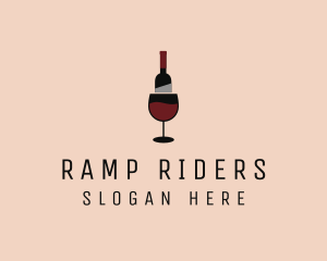 Red Wine Bottle Glass logo design