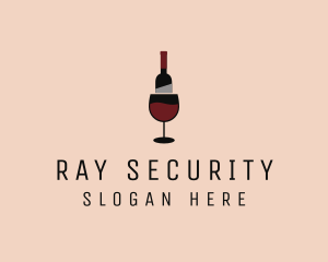 Red Wine Bottle Glass logo design