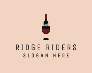 Red Wine Bottle Glass logo design