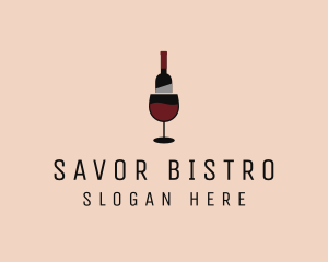 Red Wine Bottle Glass logo design